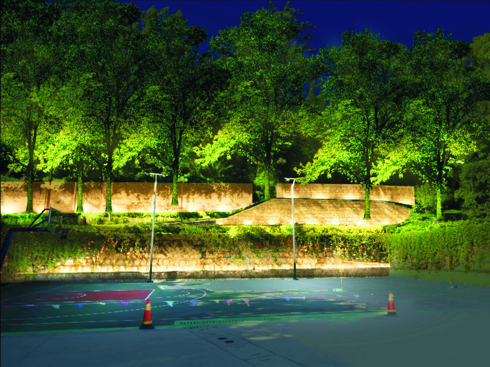 Outdoor architectural lighting application from the Yuhui catalog